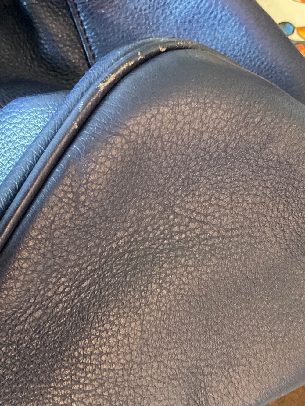 Vintage Halogen Navy Blue Leather Shoulder Bag - Picture 7 of 11